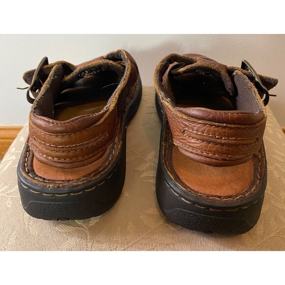 Gbx Brown Leather Closed-Toe Chunky Sandals Adjustable Strap Cushioned Soles 7M - Picture 5 of 9